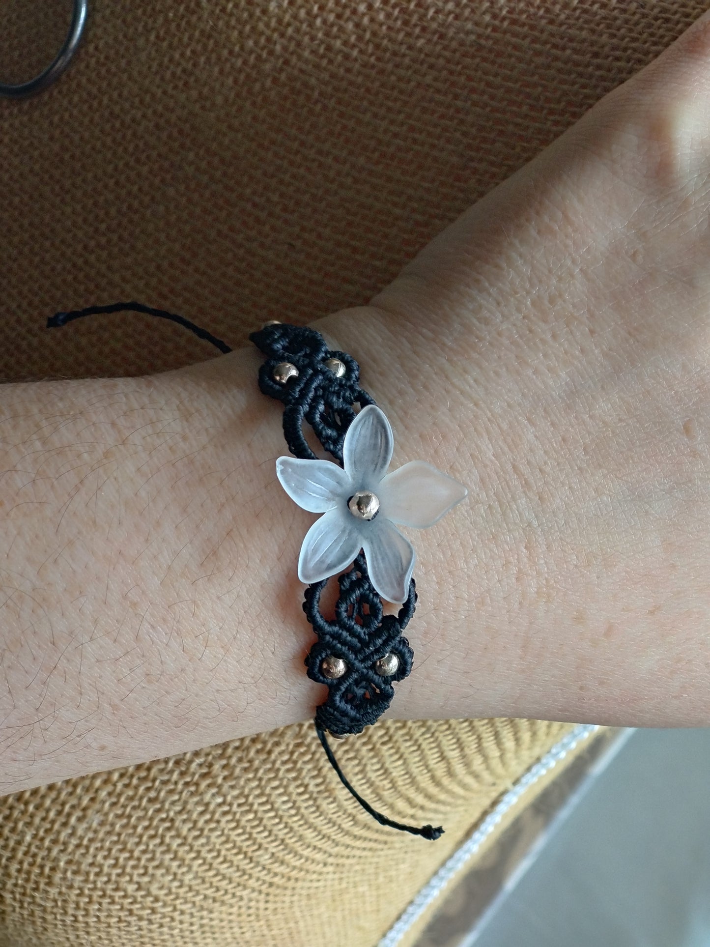 Black bracelet with flower